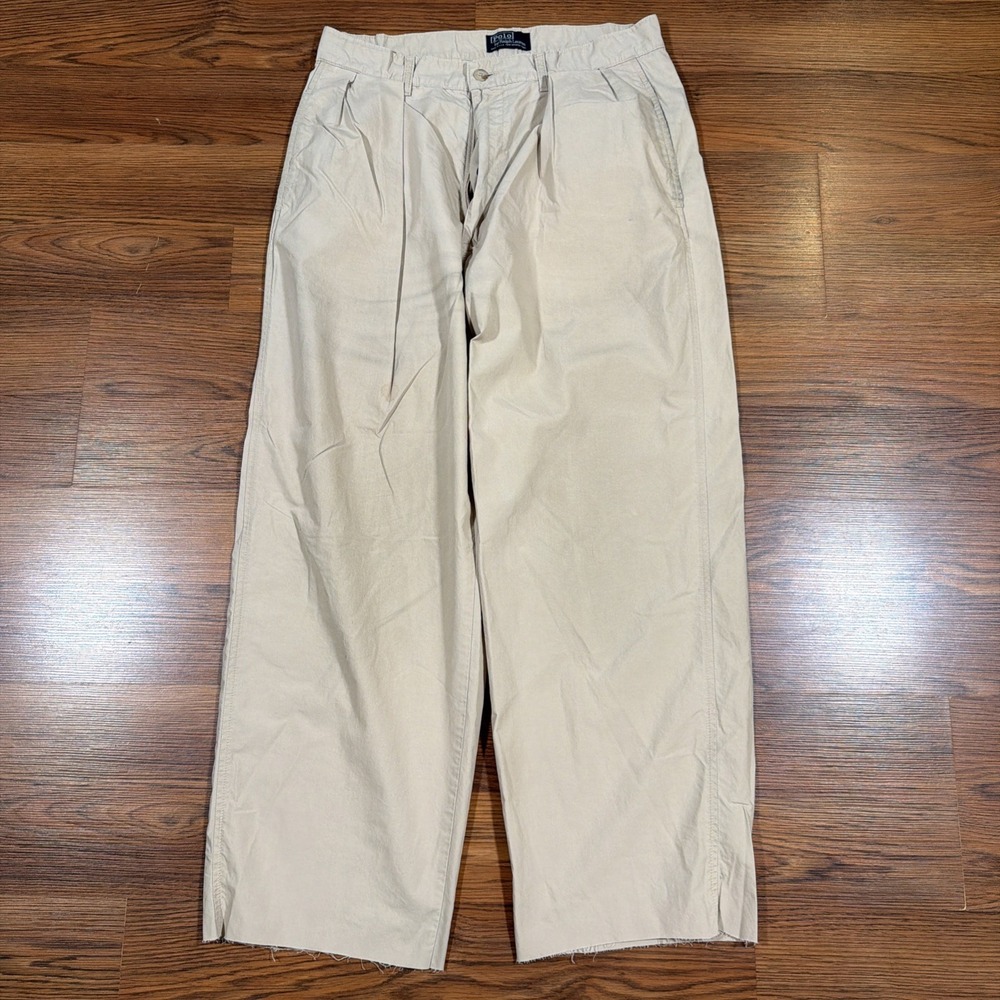 Vtg Polo Ralph Lauren Andrew Pants Chinos 30x26 Cutoff Pleated USA Lightweight